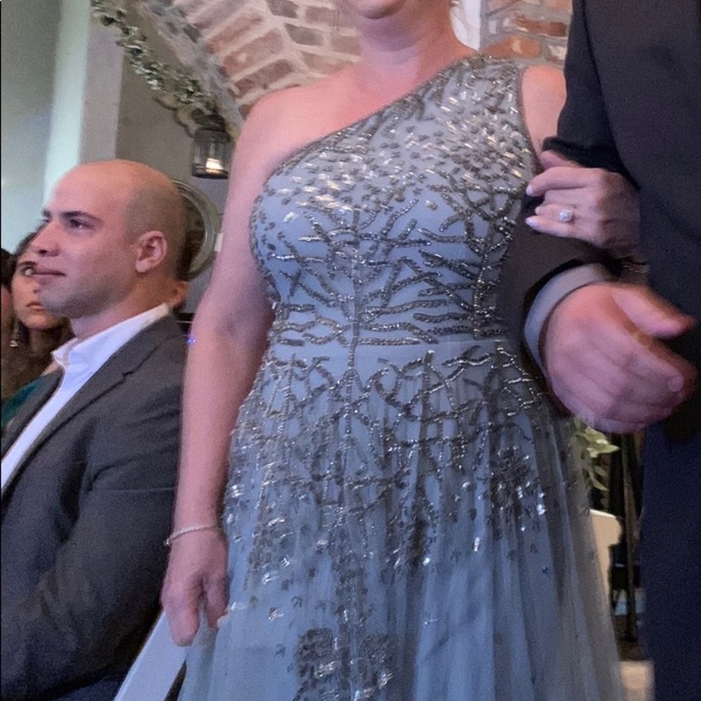 Mother of the Bride! Adriana Papell one shoulder beaded silk gown!
